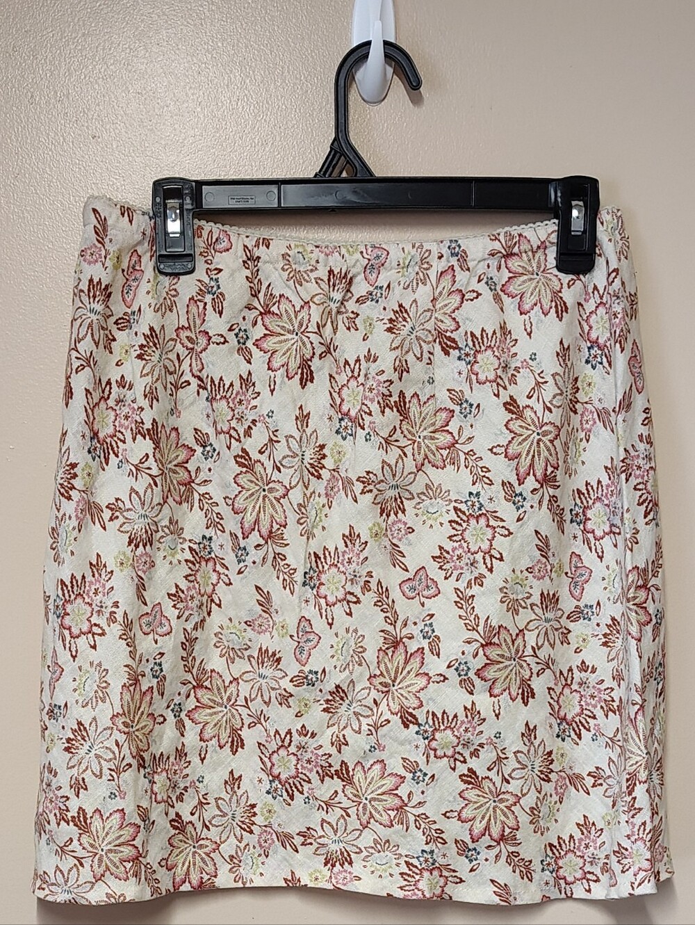 J JILL • Women’s Linen Floral Skirt Sz.MP CottageCore Girl Next Door Fit N Flair